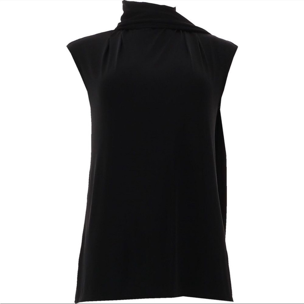 DAVID David Meister Fluid Jersey Scarf Top Black 742-972